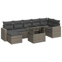 vidaXL Set Divano da Giardino 8 pz con Cuscini Grigio in Polyrattan