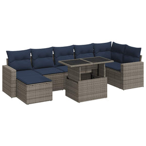 vidaXL Set Divani da Giardino 8pz con Cuscini Grigio Polyrattan Acacia