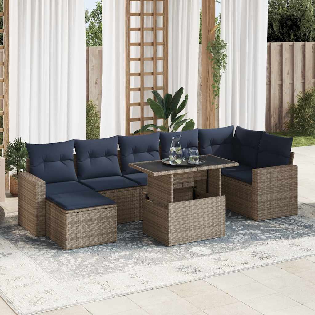 vidaXL Set Divani da Giardino 8pz con Cuscini Grigio Polyrattan Acacia