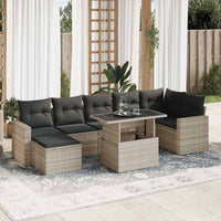 vidaXL Set Divano da Giardino 8pz con Cuscini Grigio Chiaro Polyrattan