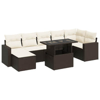Set Divani da Giardino 8 pz con Cuscini Marrone in Polyrattan
