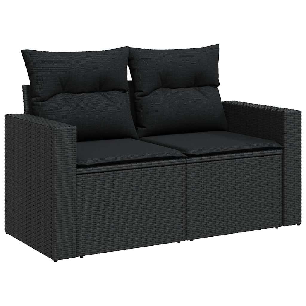 Set Divani da Giardino 9 pz con Cuscini Nero in Polyrattan 3326366