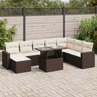 vidaXL Set Divani da Giardino 9pz con Cuscini Marrone in Polyrattan