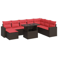 vidaXL Set Divani Giardino 9 pz con Cuscini Marrone Polyrattan Acacia