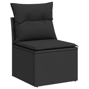 Set Divani da Giardino 10pz con Cuscini in Polyrattan Nero 3326376