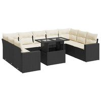 vidaXL Set Divani da Giardino 10pz con Cuscini in Polyrattan Nero