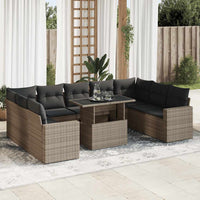 vidaXL Set Divano da Giardino 10 pz con Cuscini Grigio in Polyrattan