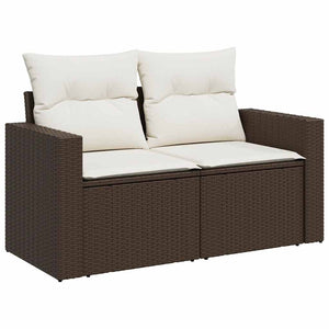 Set Divani da Giardino 10pz con Cuscini in Polyrattan Marrone 3326384