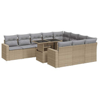 Set Divani da Giardino 11 pz con Cuscini Beige in Polyrattan 3326390