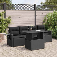 vidaXL Set Divani da Giardino 5 pz con Cuscini in Polyrattan Nero
