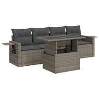 Set Divano da Giardino 5 pz con Cuscini Grigio in Polyrattan