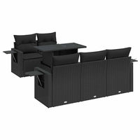 vidaXL Set Divano da Giardino 6 pz con Cuscini Nero in Polyrattan