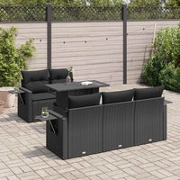 vidaXL Set Divano da Giardino 6 pz con Cuscini Nero in Polyrattan