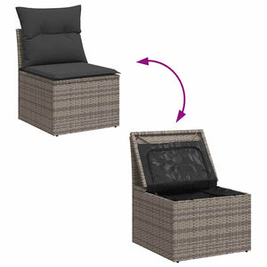 Set Divano da Giardino 6 pz con Cuscini Grigio in Polyrattan 3326411