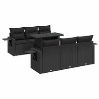 Set Divani da Giardino con Cuscini 7pz Nero Polyrattan
