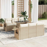 vidaXL Set Divani da Giardino 7 pz con Cuscini Beige in Polyrattan