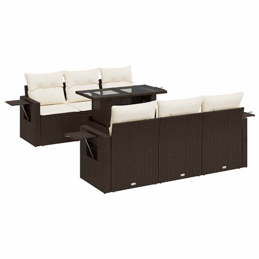 vidaXL Set Divani da Giardino 7 pz con Cuscini Marrone in Polyrattan