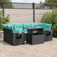 Set Divani Giardino 7 pz con Cuscini Nero Polyrattan Acacia 3326428