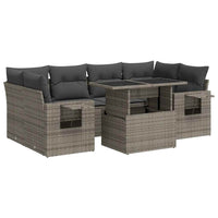 Set Divani da Giardino 7 pz con Cuscini Grigio in Polyrattan 3326431