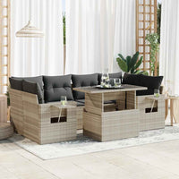Set Divani da Giardino 7pz con Cuscini Grigio Chiaro Polyrattan 3326433