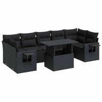 Set Divani da Giardino con Cuscini 8 pz Nero in Polyrattan