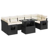Set Divani da Giardino con Cuscini 8 pz Nero in Polyrattan 3326437
