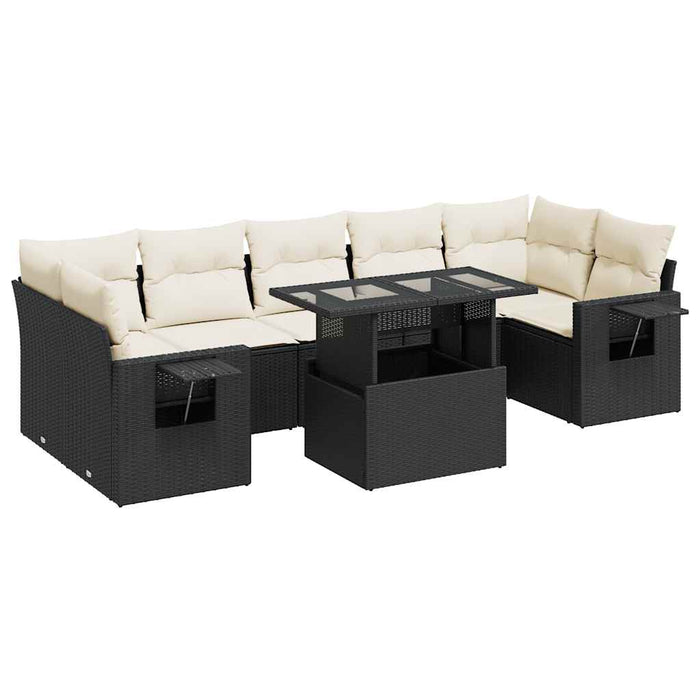 Set Divani da Giardino con Cuscini 8 pz Nero in Polyrattan 3326437