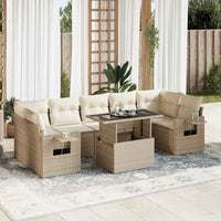 vidaXL Set Divano da Giardino 8 pz con Cuscini Beige in Polyrattan