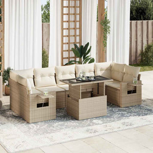 vidaXL Set Divano da Giardino 8 pz con Cuscini Beige in Polyrattan