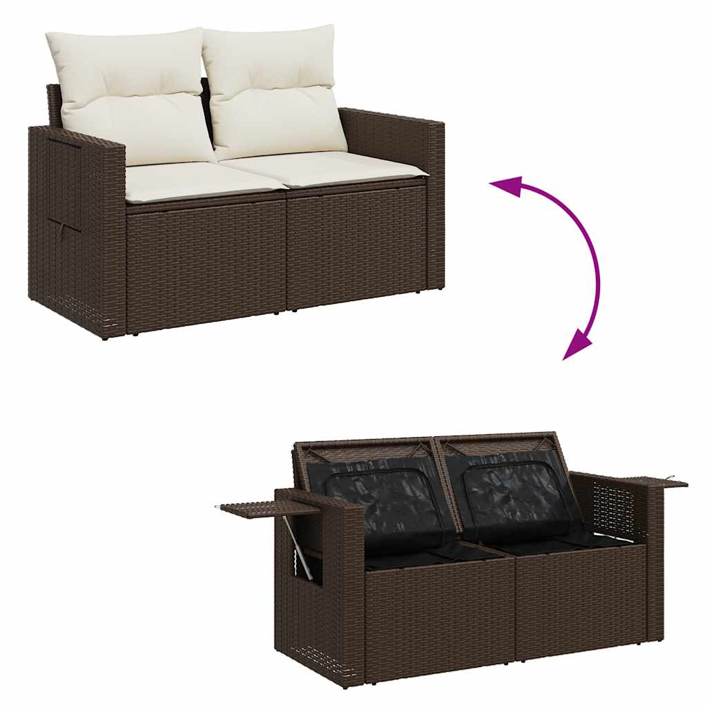 vidaXL Set Divani da Giardino 8 pz con Cuscini Marrone in Polyrattan