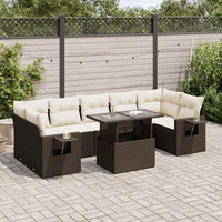 vidaXL Set Divani da Giardino 8 pz con Cuscini Marrone in Polyrattan