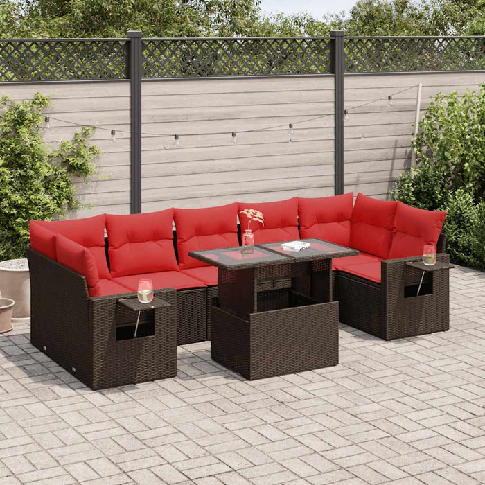 vidaXL Set Divano da Giardino 8pz con Cuscini Marrone Polyrattan Acacia
