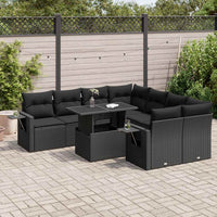 vidaXL Set Divani da Giardino 9 pz con Cuscini Nero in Polyrattan