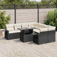vidaXL Set Divani da Giardino 9 pz con Cuscini Nero in Polyrattan