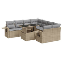 vidaXL Set Divano da Giardino 9 pz con Cuscini Beige in Polyrattan