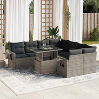 vidaXL Set Divano da Giardino 9 pz con Cuscini Grigio in Polyrattan