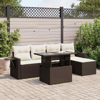 vidaXL Set Divano da Giardino 6 pz con Cuscini Marrone in Polyrattan