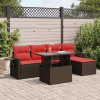 vidaXL Set Divano da Giardino 6pz con Cuscini Marrone Polyrattan Acacia