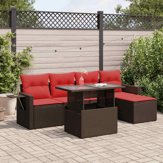 vidaXL Set Divano da Giardino 6pz con Cuscini Marrone Polyrattan Acacia
