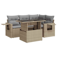 vidaXL Set Divano da Giardino 5 pz con Cuscini Beige in Polyrattan