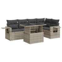 Set Divano da Giardino 6pz con Cuscini Grigio Chiaro Polyrattan