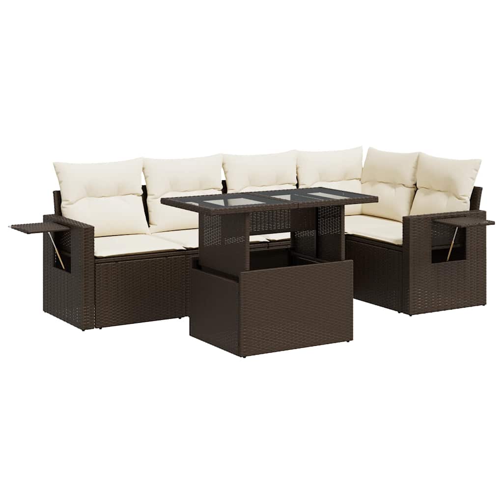 vidaXL Set Divano da Giardino 6 pz con Cuscini Marrone in Polyrattan