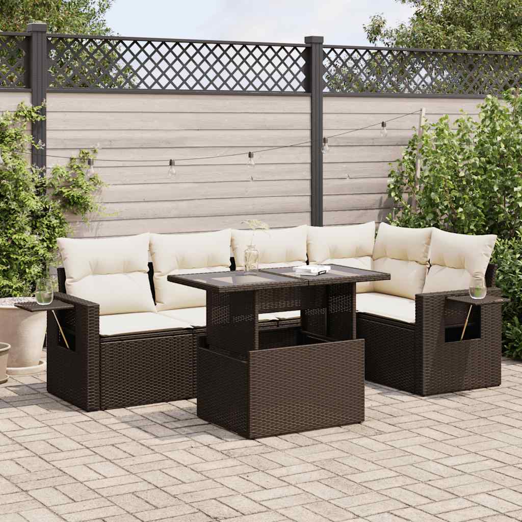 vidaXL Set Divano da Giardino 6 pz con Cuscini Marrone in Polyrattan