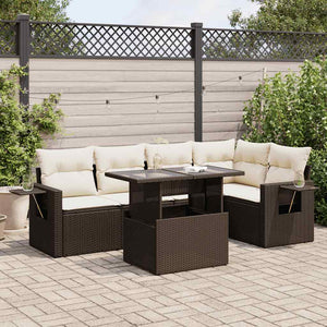vidaXL Set Divano da Giardino 6 pz con Cuscini Marrone in Polyrattan