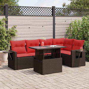 vidaXL Set Divano Giardino 6 pz con Cuscini Marrone Polyrattan Acacia