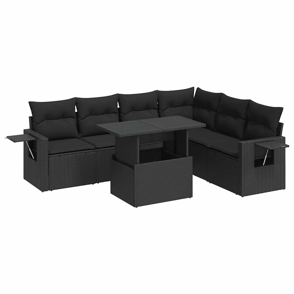 Set Divani da Giardino con Cuscini 7pz Nero Polyrattan 3326486