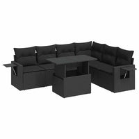 Set Divani da Giardino con Cuscini 7pz Nero Polyrattan 3326486