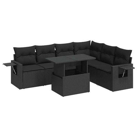 Set Divani da Giardino con Cuscini 7pz Nero Polyrattan 3326486