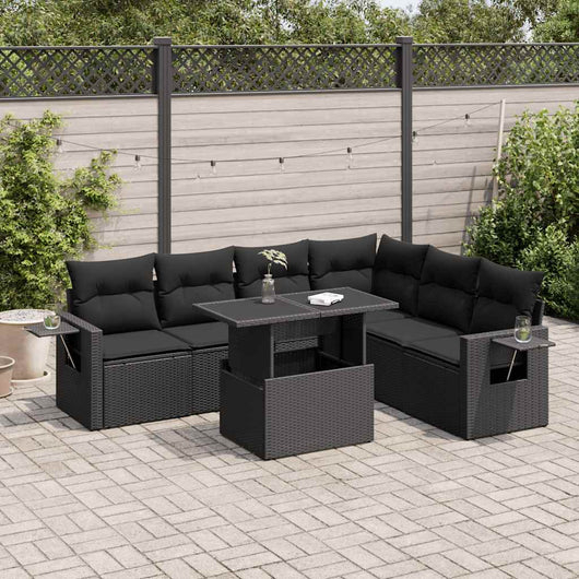 Set Divani da Giardino con Cuscini 7pz Nero Polyrattan 3326486