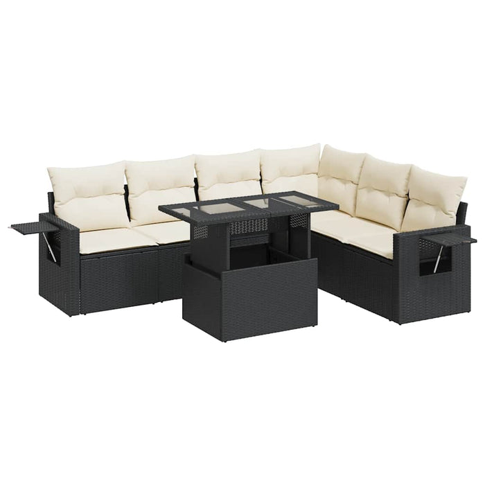 vidaXL Set Divani da Giardino con Cuscini 7pz Nero Polyrattan